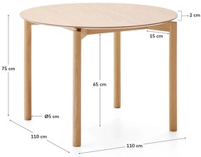 Okrągły stół w dekorze jesionu ø 110 cm Indara – Kave Home