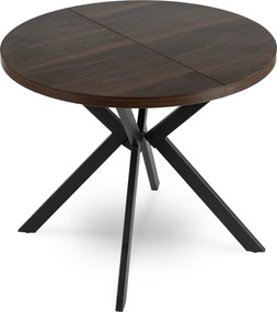 Stół rozkładany w stylu industrialnym Lugo 90-190 cm, orzech/czarny