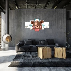 Obraz - Niedźwiadek z ptakami (125x70 cm)