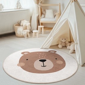 Brązowo-kremowy dywan dziecięcy odpowiedni do prania ø120 cm Teddy Bear – Mila Home