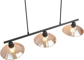 Czarno-bursztynowa metalowa lampa wisząca ze szklanym kloszem Eluna – Reality