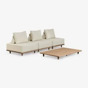 Zestaw Ogrodowy Z 3-częściową Modułową Sofą I Stolikiem Kawowym 160x95 Cm Z Akacji Portet Gardenia Biel - Sklum
