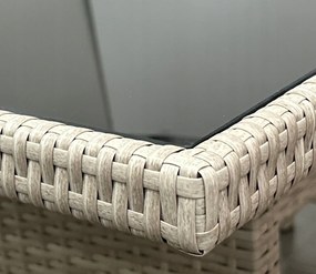 Zestaw mebli stołowych do ogrodu dla 7 osób Betim 078 jasny beż, poduszki szare