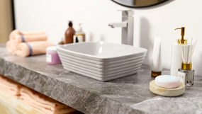 Umywalka ceramiczna nablatowa biała prostokątna ryflowana 50 x 38 cm NUMA