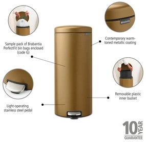 Stalowy kosz na śmieci z pedałem w kolorze mosiądzu 30 l NewIcon – Brabantia