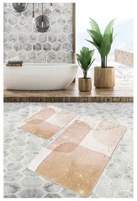 Beżowe aksamitne dywaniki łazienkowe zestaw 2 szt. 60x100 cm – Mila Home