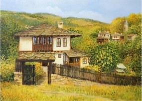Obraz na szkle - Domki letniskowe w lecie (70x50 cm)