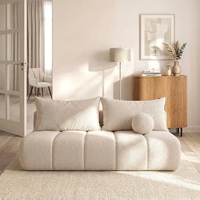 Sofa z Funkcją Spania SARIA Beżowa Boucle Nowoczesna