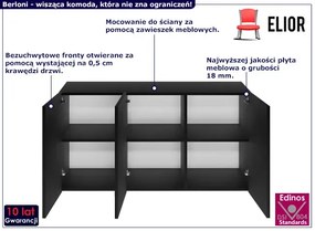 Czarna wisząca komoda w nowoczesnym stylu Erea