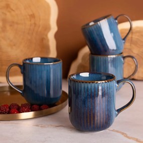 Altom Kubek porcelanowy Reactive Stripes niebieski, 400 ml