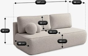 Sofa z Funkcją Spania ARVETO Kremowa Boucle Nowoczesna