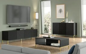 Ława kawowa glamour czarny mat + złote nóżki - Resa 8X