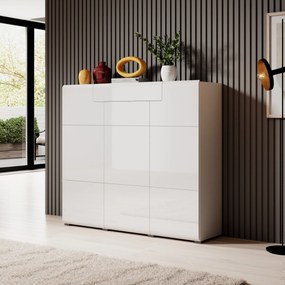 Komoda IBIZA - Biały / Front Biały / Bez szkła / 147 cm
