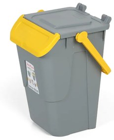 Plastikowy kosz do segregacji odpadów EKOLOGIA II, 35 l, szaro-żółty