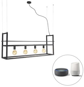 Inteligentna lampa wisząca czarna z półką duża 4-światłowa w tym Wifi G95 - Cage RackPrzemysłowy Oswietlenie wewnetrzne