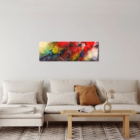Obraz czerwonych papug Ara (z zegarem) (90x30 cm)