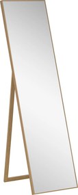 HOMCOM Lusterko Stojące Pełnowymiarowe Srebrne z Jasnobrązową Ramą Eleganckie do Sypialni i Garderoby | Aosom PL