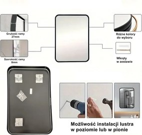 Lustro LOFT 40x60cm  M-010 białe ścienne łazienkowe do salonu sypialni loftowe Industrialne minimalistyczne