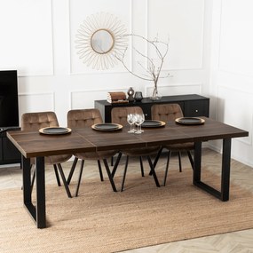 Stół Prostokątny Rozkładany TOMAS 130-230 cm Orzech/Czarny do Jadalni Nowoczesny Loft