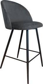 Hoker Colin krzesło barowe tkanina Welur podstawa metalowa hoker nowoczesny : Kolor nogi - Czarna stożek, Kolor tkaniny - VELVET - BL14, Typ siedziska - Siedzisko stałe