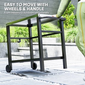 Outsunny Wózek Grillowy 2-poziomowy z Blatem, Półkami, Haczkami i Kółkami ze Stali Nierdzewnej, 102 x 56 x 81 cm | Aosom PL
