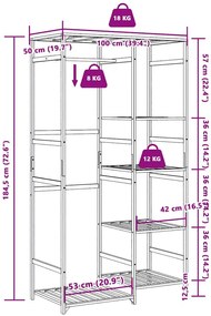 Bambusowy na ubrania wieszak z półkami N5-K29