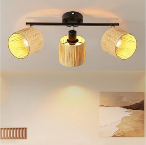 Ceiling Spot 3 Flames E14 Natural Black Ceiling Light Paper Salon