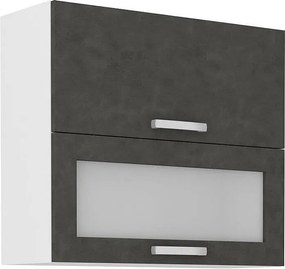 Szafka wisząca LASSEN matowa szara z 2 uchylnymi drzwiami, w tym 1 przeszklona L80xP31,6xH72 cm z płyt wiórowych