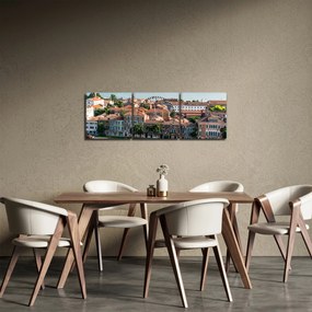 Obraz - Widok miasta z lotu ptaka (z zegarem) (90x30 cm)