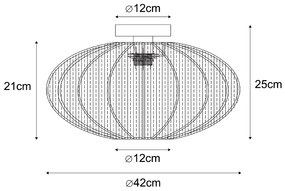 Lampa sufitowa w stylu japandi, brązowa, z abażurem z tkaniny - BidaDesignerski Oswietlenie wewnetrzne