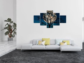 Obraz drzewa z pełnią księżyca (125x70 cm)