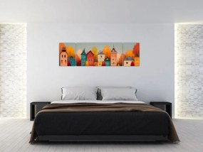 Obraz - Jesienna wieś (170x50 cm)