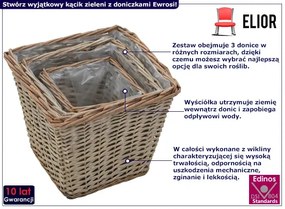 Zestaw 3 sztuk wiklinowych donic ogrodowych - Tizen