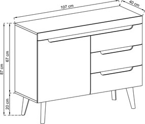 Komoda NORDICO 107 cm do Salonu Sypialni Biały
