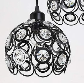 Lampa sufitowa z ażurowymi kloszami i kryształkami wisząca AT10-3SZ-Black