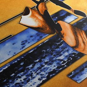 Obraz obrazu abstrakcyjnego (z zegarem) (90x30 cm)