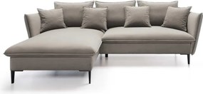 Narożnik GLOSS Lewostronny z funkcją spania, zestaw z poduszkami wolnostojący tkanina RIVIERA 21 Beżowy WERSAL