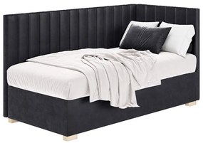Ciemnoniebieskie narożne łóżko dziecięce ze schowkiem i materacem 90x200 cm Snugi – Ghado