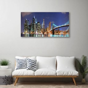 Obraz canvas na ścianę Wieczorne Światła nad Mostem