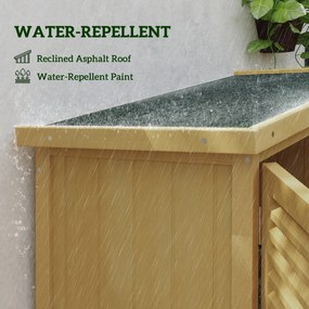 Outsunny Szafka Ogrodowa Wodoodporna, 2 Drzwi z Zamkiem, Drewno Sosnowe, 87D x 46,5S x 160W cm, Jasnożółty