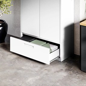 Szafa modułowa metalowa wielofunkcyjna z szufladą biała MEGAN 1850 x 900 x 400 mm