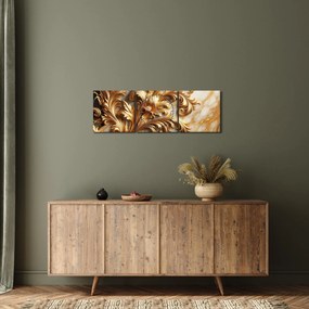 Obraz - Marmur ze złotem (z zegarem) (90x30 cm)