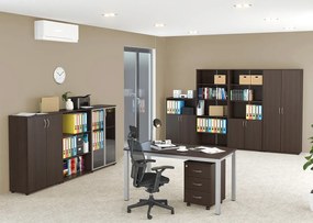 Zestaw biurowych mebli z biurkiem zamykanych na klucz wenge G9-C08