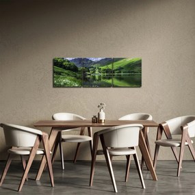 Obraz - Krajobraz z jeziorem (z zegarem) (90x30 cm)