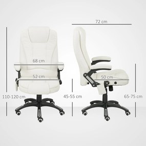 Vinsetto Ergonomiczny Fotel Biurkowy z Funkcją Masażu, 68 x 72 x 110–120 cm, Kremowy