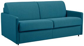 Kanapa 3-osobowa z ekspresowym mechanizmem rozkładania z tkaniny CALIFE - Kolor: turkusowy - Wymiary miejsca do spania: 140 cm - Materac 14 cm