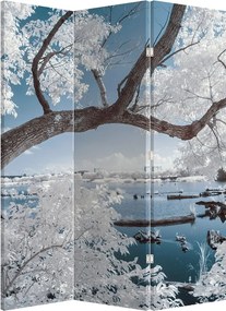 Parawan - Ośnieżone drzewo nad wodą (126x170 cm)