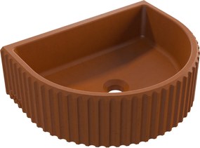 Umywalka betonowa podwieszana / nablatowa półokrągła bez otworu na baterię 45 x 36 cm MUSLIN | różne kolory : Kolor - Ceglasty, Typ montażu - podwieszana