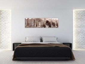 Obraz - Victoria Harbor, Hongkong, efekt sepii (170x50 cm)