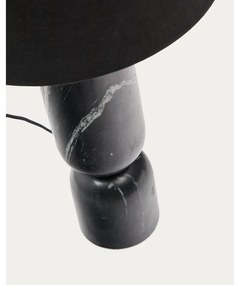 Czarna marmurowa lampa stołowa z tekstylnym kloszem (wysokość 57 cm) Vex – Kave Home